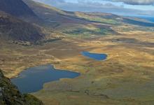 View of Brandon Mountains and Lakes from Conor Pass Co Kerry DM0240