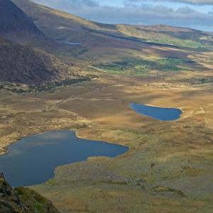 View of Brandon Mountains and Lakes from Conor Pass Co Kerry DM0240